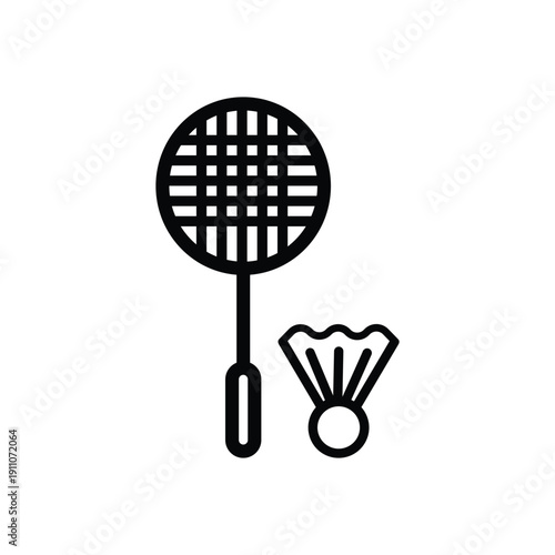 Black and white badminton racket and shuttlecock sports 2