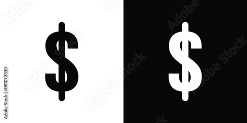 Black and white dollar sign symbols on contrasting backgrounds