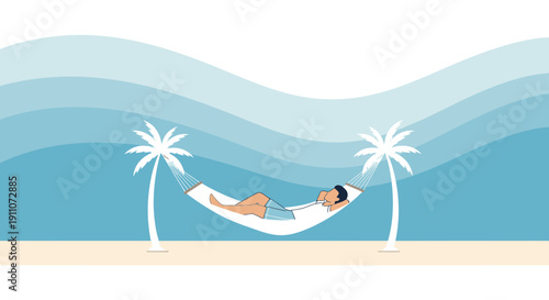 Tropical Paradise Relaxation Amidst Gentle Waves