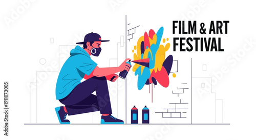 Urban Artist Creates Vibrant Graffiti For Film And Art Festival Promotion