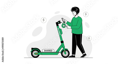 Urban Commuter Using Shared Electric Scooter Via Mobile App For Sustainable Transit