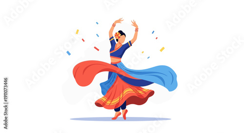 Vibrant Indian Dancer in Motion Celebration Festive Attire