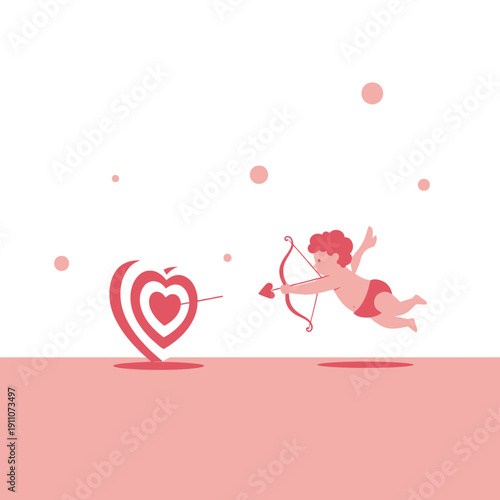 Valentine's Day Concept: A Cupid Shooting a Heart-Shaped Target with an Arrow of Affection