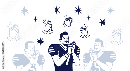 Victory Celebration With Applause And Stars For Sportsmanship And Achievement