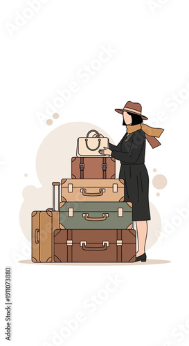 Vintage Luggage Traveler Elegance Packing Adventure Ready Journey