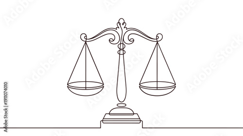 Line drawing of scales of justice representing law and fairness