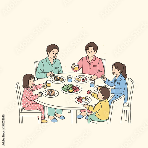 Warm Family Gathering Around Dining Table Enjoying Meal Together