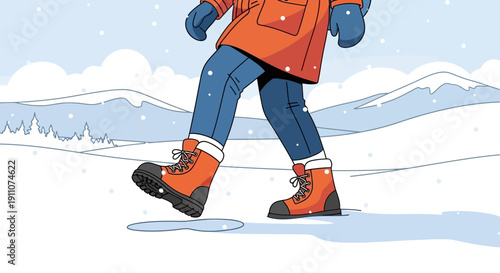 Winter Hiking Adventure Through Snowy Mountain Trails