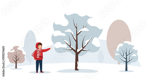 Winter Scene With A Person Enjoying The Snowy Landscape