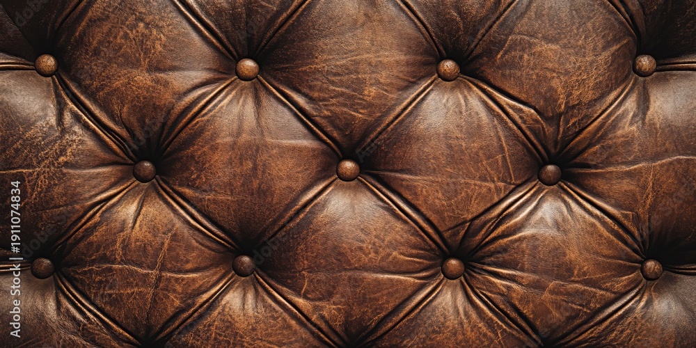 Naklejka premium Luxurious Vintage Brown Tufted Buttoned Texture Background with Classic Warm Tones and Details