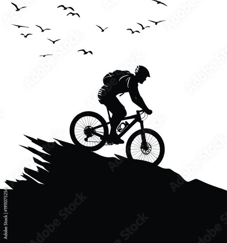 silhouette of biker