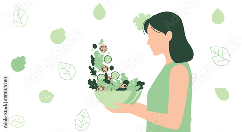 Woman Embracing Fresh Healthy Salad Diet Lifestyle Choices