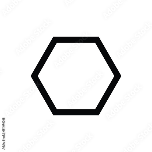 Black Hexagon Outline on White Background