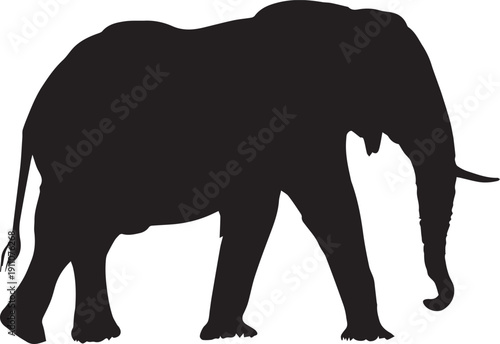 Elephant black silhouette collection wildlife animal vector isolated on white background