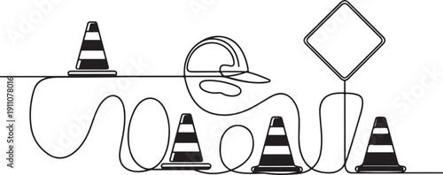 Road Maintenance Icon Set Focuses on the specific function of these items for traffic control and road repair