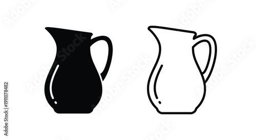 Two pitchers one dark and one light presented as a striking silhouette