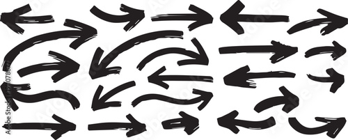 Dynamic Directional: A collection of various hand-drawn black arrows, indicating different directions, patterns, and movement. Perfect for designs that need a clear illustration of direction.