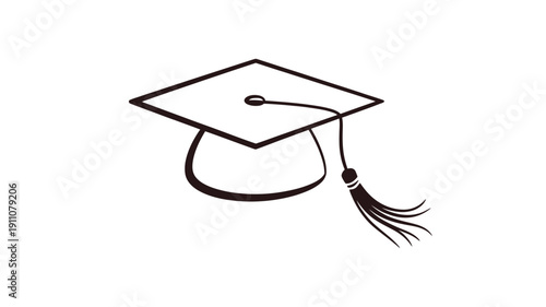 Simple black and white illustration of a graduation cap with tassel