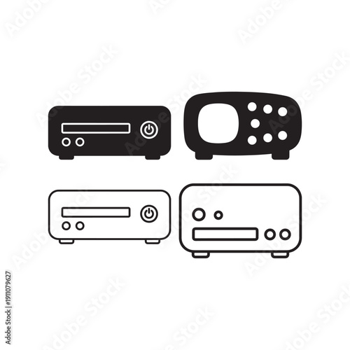 Blu Ray Player Icon Solid And Outline Media Vector