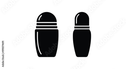 Two bowling pins depicted in a stark black and white silhouette