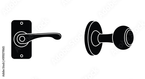 Black door handle and lock set presented in a striking silhouette