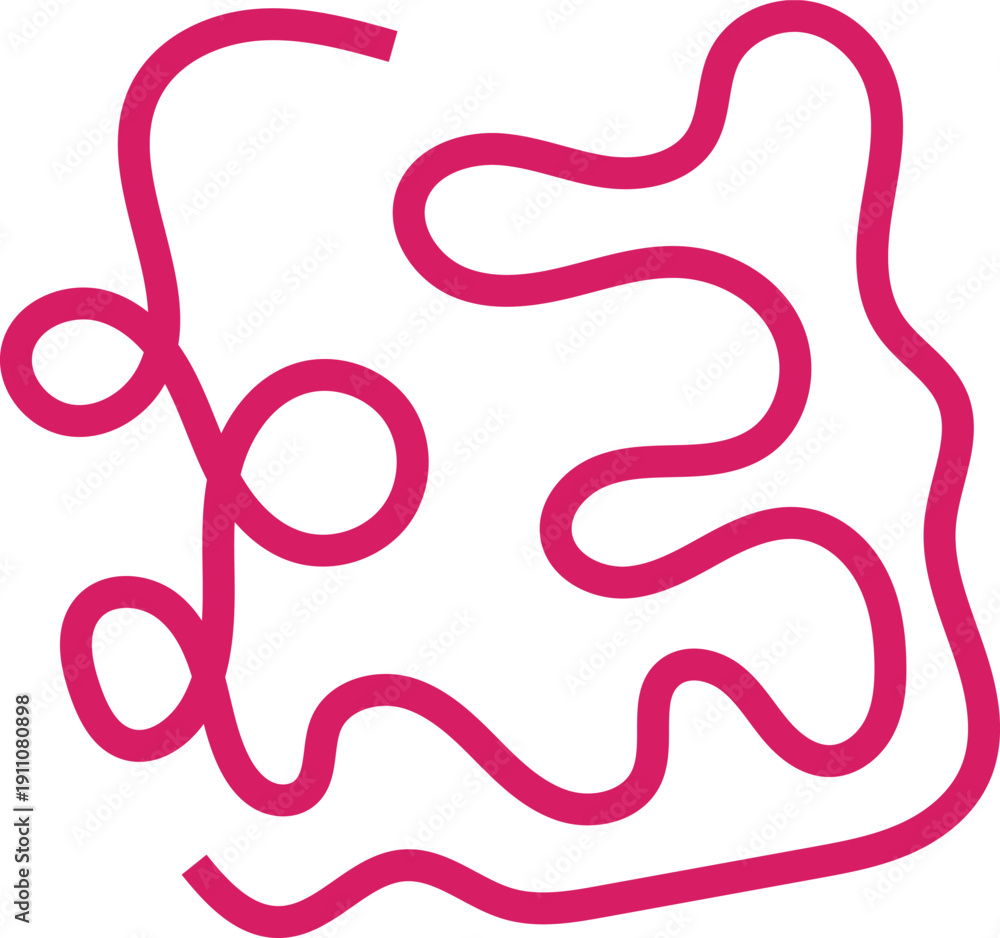 Obraz premium A red squiggly line forming an abstract shape on a white background