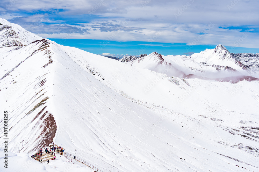 custom made wallpaper toronto digitalScenic view with the snow covered ridge of the Vinicunca Rainbow Mountain, in the Andes of Peru