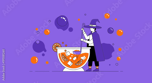 Whimsical Wizard Brews Potent Potion For Halloween Celebration