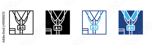 Work Uniform icon set multiple style collection