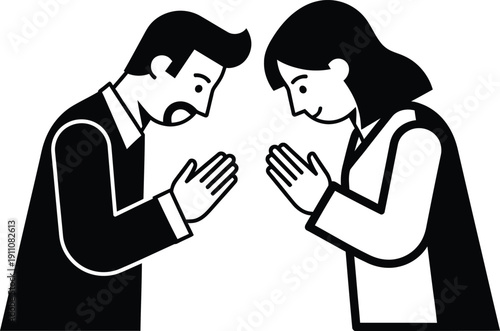 man and woman praying together