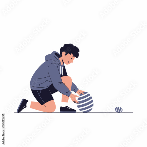 Young Athlete Tying Shoelaces Preparing For Sports Activity Outdoor Exercise Lifestyle