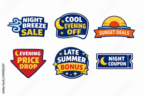 Engaging night and evening sale elements offering discounts and special seasonal promotions