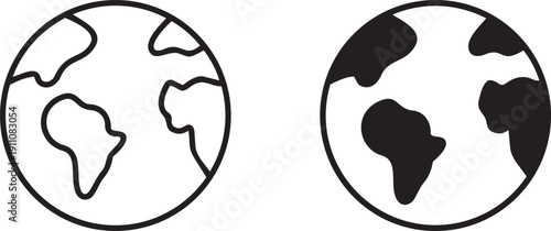 Planet Earth: An artistic rendition of Planet Earth, depicting its continents and oceans in a simplified black and white form. This minimalist design symbolizes our home planet.