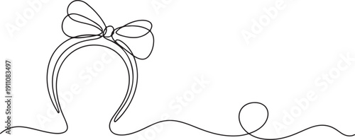Continuous Line Hairband Sketch Focuses on the artistic technique used to create this classic feminine ornament.
