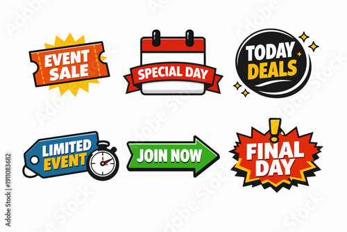 Marketing and sales promotion banners set, announcing deals, special days, and limited events