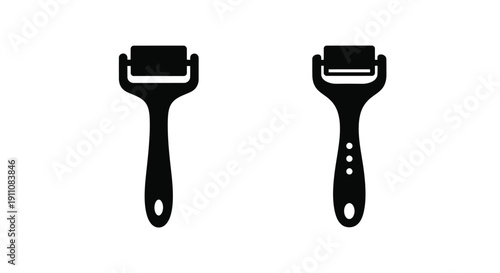 Two black vegetable peelers presented in a striking visual silhouette