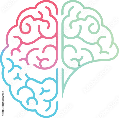 Conceptual icon representing artificial intelligence featuring a colorful, stylized human brain graphic divided into two hemispheres beside the bold abbreviation ai against a dark background