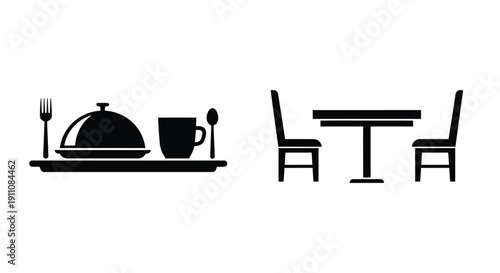 Minimalist dining set arrangement with tableware a classic black silhouette