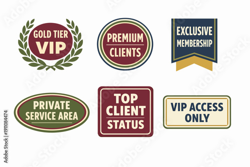 Vip badges and membership labels for exclusive access and premium client status