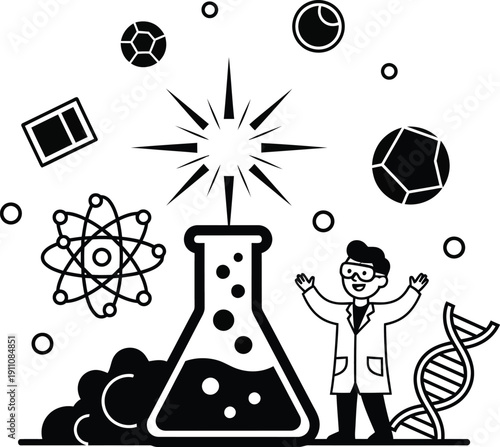 science experiment, cartoon chemist