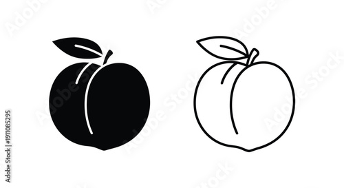 Two apple illustrations one filled and one outlined a black silhouette