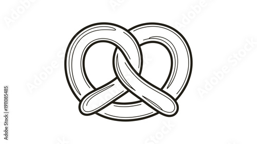 Black and white illustration depicting two intertwined pretzels