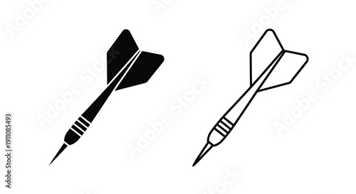 Two darts one filled and one outlined a striking visual silhouette