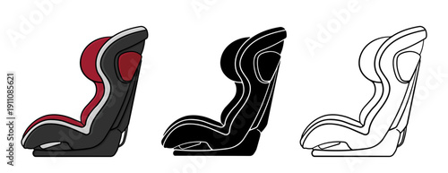 set of child car seat icons