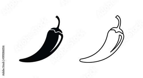 Two chili peppers one filled and one outlined a striking silhouette