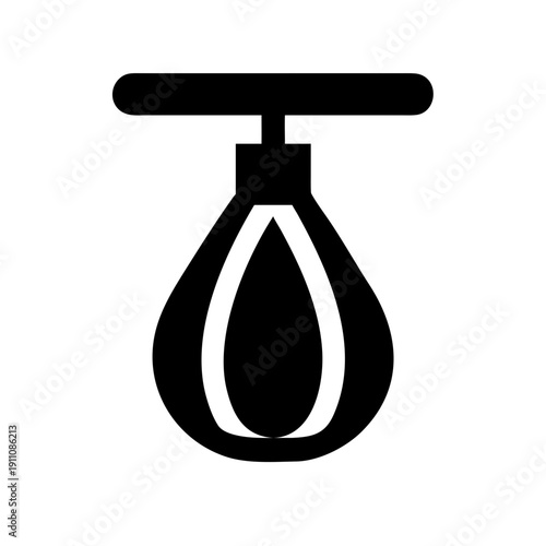 Minimalist black punching bag silhouette, ideal for boxing and martial arts training. Simple punching bag icon symbolizes strength, fitness, combat sports.