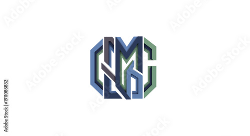 Three Dimensional Stylized Letter Monogram Logo.