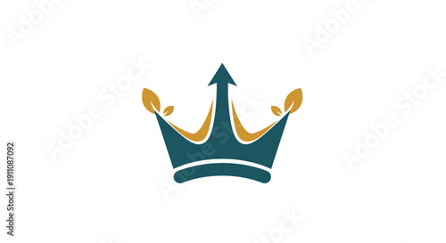 Teal and gold crown symbol royalty.