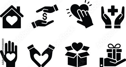 Diverse icons representing various aspects of care and support