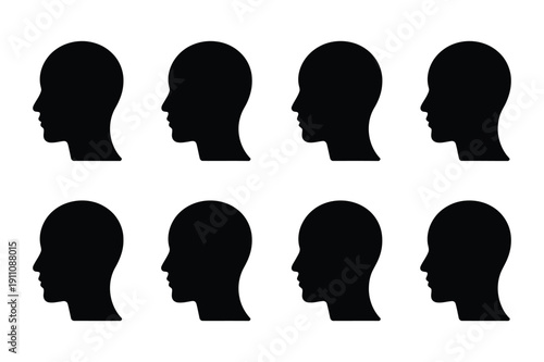 Human Head Profile Silhouettes - Diverse Set